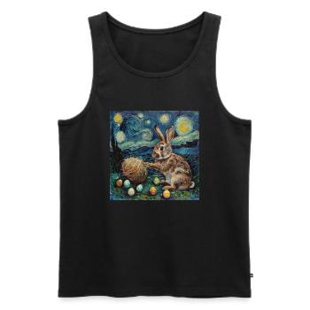 easter bunny, easter, bunny, happy easter, easter eggs, - Men's Premium Organic Tank Top - black - Front - AI Model Male 178 light (178cm)