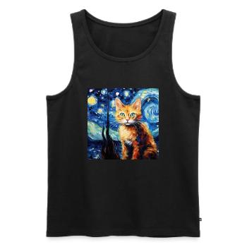 Chat, motif chat, cadeau - Débardeur bio Premium Homme - noir - Devant - Michal (187cm)