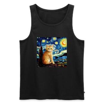 Chat, motif chat, cadeau - Débardeur bio Premium Homme - noir - Devant - Michal (187cm)