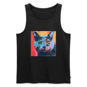 Katze, katzenmotiv, popart, geschenk, geschenkidee - Männer Premium Bio Tank Top - Schwarz - Vorne - Michal (187cm)