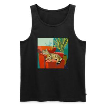 Katze, katzenmotiv, popart, geschenk, geschenkidee - Männer Premium Bio Tank Top - Schwarz - Vorne - Michal (187cm)
