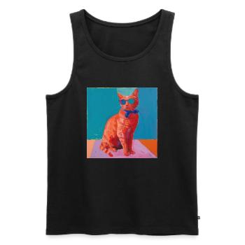 Katze, katzenmotiv, popart, geschenk, geschenkidee - Männer Premium Bio Tank Top - Schwarz - Vorne - Michal (187cm)