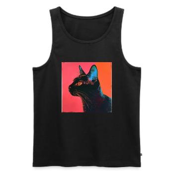 Katze, katzenmotiv, popart, geschenk, geschenkidee - Männer Premium Bio Tank Top - Schwarz - Vorne - Michal (187cm)