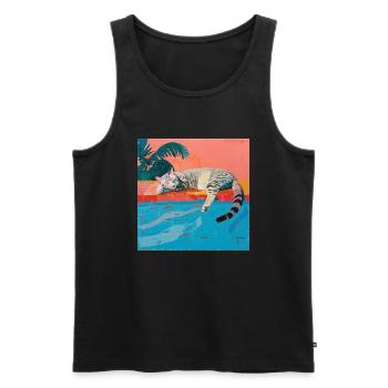 Katze, katzenmotiv, popart, geschenk, geschenkidee - Männer Premium Bio Tank Top - Schwarz - Vorne - Michal (187cm)