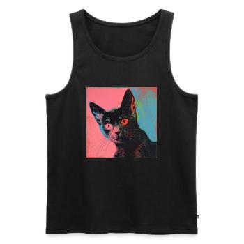Katze, katzenmotiv, popart, geschenk, geschenkidee - Männer Premium Bio Tank Top - Schwarz - Vorne - Michal (187cm)