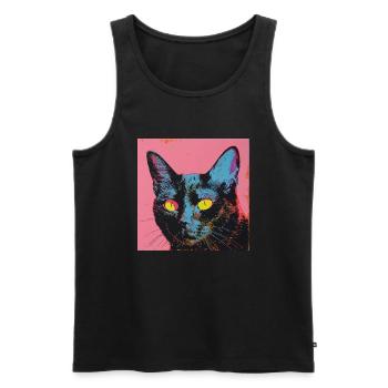 Katze, katzenmotiv, popart, geschenk, geschenkidee - Männer Premium Bio Tank Top - Schwarz - Vorne - Michal (187cm)