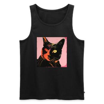 Katze, katzenmotiv, popart, geschenk, geschenkidee - Männer Premium Bio Tank Top - Schwarz - Vorne - Michal (187cm)