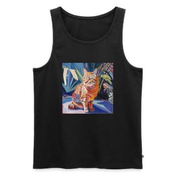 Katze, katzenmotiv, popart, geschenk, geschenkidee - Männer Premium Bio Tank Top - Schwarz - Vorne - Michal (187cm)