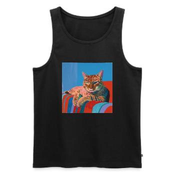Katze, katzenmotiv, popart, geschenk, geschenkidee - Männer Premium Bio Tank Top - Schwarz - Vorne - Michal (187cm)