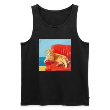 Katze, katzenmotiv, popart, geschenk, geschenkidee - Männer Premium Bio Tank Top - Schwarz - Vorne - Michal (187cm)