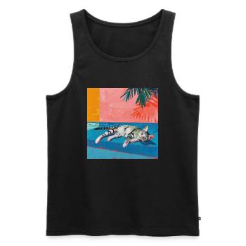Katze, katzenmotiv, popart, geschenk, geschenkidee - Männer Premium Bio Tank Top - Schwarz - Vorne - Michal (187cm)