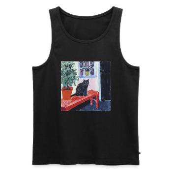 Katze, katzenmotiv, popart, geschenk, geschenkidee - Männer Premium Bio Tank Top - Schwarz - Vorne - Michal (187cm)