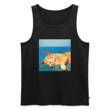 Katze, katzenmotiv, popart, geschenk, geschenkidee - Männer Premium Bio Tank Top - Schwarz - Vorne - Michal (187cm)