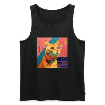Katze, katzenmotiv, popart, geschenk, geschenkidee - Männer Premium Bio Tank Top - Schwarz - Vorne - Michal (187cm)