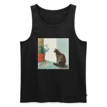 Katze, katzenmotiv, popart, geschenk, geschenkidee - Männer Premium Bio Tank Top - Schwarz - Vorne - Michal (187cm)