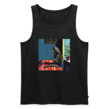 Katze, katzenmotiv, popart, geschenk, geschenkidee - Männer Premium Bio Tank Top - Schwarz - Vorne - Michal (187cm)