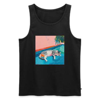 Katze, katzenmotiv, popart, geschenk, geschenkidee - Männer Premium Bio Tank Top - Schwarz - Vorne - Michal (187cm)