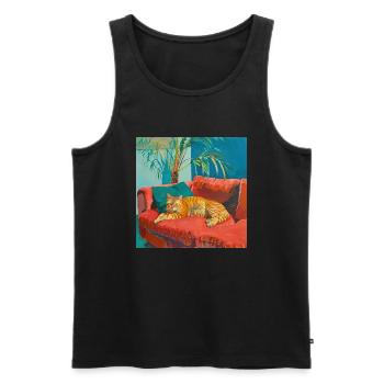 Katze, katzenmotiv, popart, geschenk, geschenkidee - Männer Premium Bio Tank Top - Schwarz - Vorne - Michal (187cm)