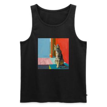 Katze, katzenmotiv, popart, geschenk, geschenkidee - Männer Premium Bio Tank Top - Schwarz - Vorne - Michal (187cm)