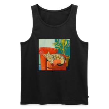 Katze, katzenmotiv, popart, geschenk, geschenkidee - Männer Premium Bio Tank Top - Schwarz - Vorne - Michal (187cm)