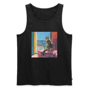 Katze, katzenmotiv, popart, geschenk, geschenkidee - Männer Premium Bio Tank Top - Schwarz - Vorne - Michal (187cm)