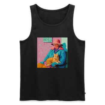 Katze, katzenmotiv, popart, geschenk, geschenkidee - Männer Premium Bio Tank Top - Schwarz - Vorne - Michal (187cm)