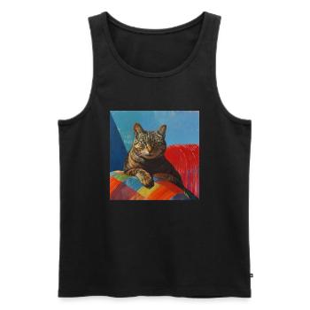 Katze, katzenmotiv, popart, geschenk, geschenkidee - Männer Premium Bio Tank Top - Schwarz - Vorne - Michal (187cm)