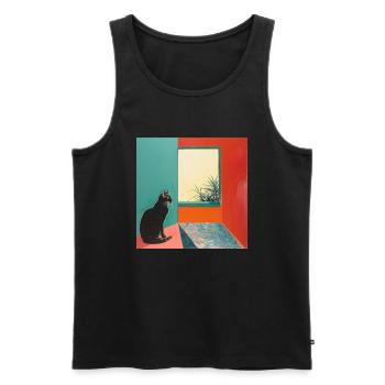 Katze, katzenmotiv, popart, geschenk, geschenkidee - Männer Premium Bio Tank Top - Schwarz - Vorne - Michal (187cm)
