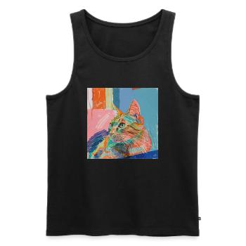 Katze, katzenmotiv, popart, geschenk, geschenkidee - Männer Premium Bio Tank Top - Schwarz - Vorne - Michal (187cm)
