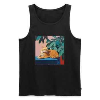 Katze, katzenmotiv, popart, geschenk, geschenkidee - Männer Premium Bio Tank Top - Schwarz - Vorne - Michal (187cm)