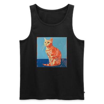 Katze, katzenmotiv, popart, geschenk, geschenkidee - Männer Premium Bio Tank Top - Schwarz - Vorne - Michal (187cm)