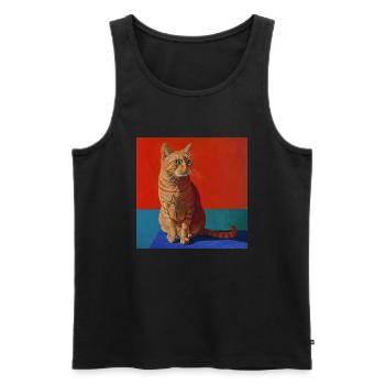 Katze, katzenmotiv, popart, geschenk, geschenkidee - Männer Premium Bio Tank Top - Schwarz - Vorne - Michal (187cm)