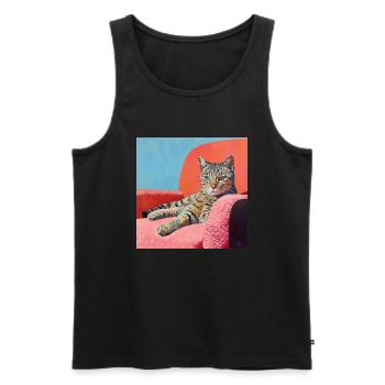 Katze, katzenmotiv, popart, geschenk, geschenkidee - Männer Premium Bio Tank Top - Schwarz - Vorne - Michal (187cm)