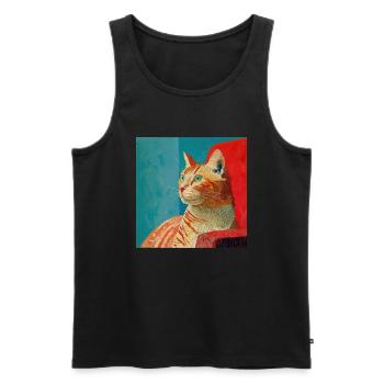 Katze, katzenmotiv, popart, geschenk, geschenkidee - Männer Premium Bio Tank Top - Schwarz - Vorne - Michal (187cm)