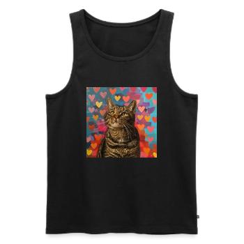 Katze, katzenmotiv, popart, geschenk, geschenkidee - Männer Premium Bio Tank Top - Schwarz - Vorne - Michal (187cm)