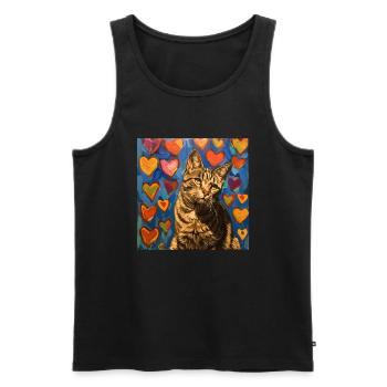 Katze, katzenmotiv, popart, geschenk, geschenkidee - Männer Premium Bio Tank Top - Schwarz - Vorne - Michal (187cm)