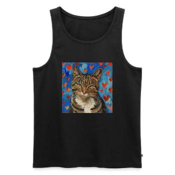 Katze, katzenmotiv, popart, geschenk, geschenkidee - Männer Premium Bio Tank Top - Schwarz - Vorne - Michal (187cm)