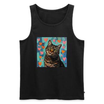 Katze, katzenmotiv, popart, geschenk, geschenkidee - Männer Premium Bio Tank Top - Schwarz - Vorne - Michal (187cm)