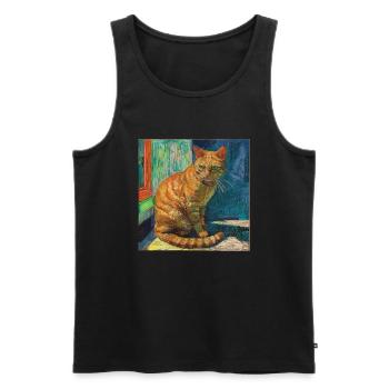 Katze, katzenmotiv, popart, geschenk, geschenkidee - Männer Premium Bio Tank Top - Schwarz - Vorne - Michal (187cm)