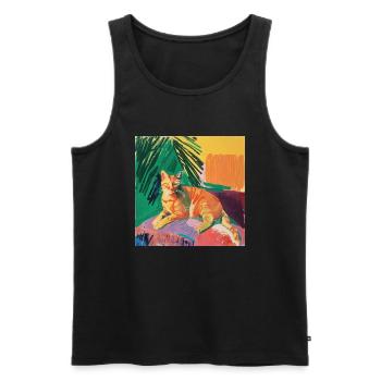 Katze, katzenmotiv, popart, geschenk, geschenkidee - Männer Premium Bio Tank Top - Schwarz - Vorne - Michal (187cm)