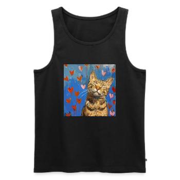 Katze, katzenmotiv, popart, geschenk, geschenkidee - Männer Premium Bio Tank Top - Schwarz - Vorne - Michal (187cm)