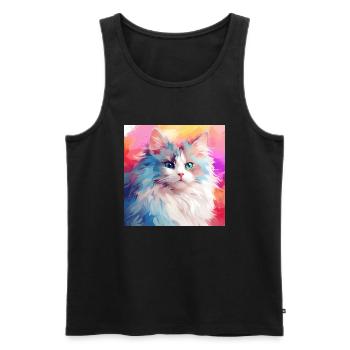 Katze, katzenmotiv, anime, geschenk, geschenkideen - Männer Premium Bio Tank Top - Schwarz - Vorne - Michal (187cm)