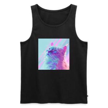 Katze, katzenmotiv, anime, geschenk, geschenkideen - Männer Premium Bio Tank Top - Schwarz - Vorne - Michal (187cm)