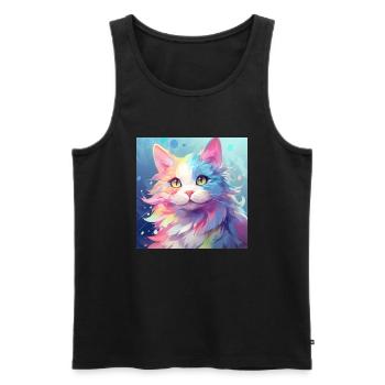 Katze, katzenmotiv, anime, geschenk, geschenkideen - Männer Premium Bio Tank Top - Schwarz - Vorne - Michal (187cm)