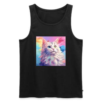 Katze, katzenmotiv, anime, geschenk, geschenkideen - Männer Premium Bio Tank Top - Schwarz - Vorne - Michal (187cm)
