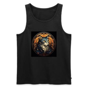 Katze, katzenmotiv, vintage, geschenk - Männer Premium Bio Tank Top - Schwarz - Vorne - Michal (187cm)
