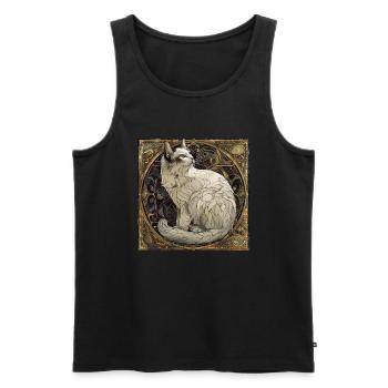 Chat, motif de chat, vintage, cadeau - Débardeur bio Premium Homme - noir - Devant - Michal (187cm)