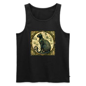 Katze, katzenmotiv, vintage, geschenk - Männer Premium Bio Tank Top - Schwarz - Vorne - Michal (187cm)