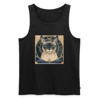 Katze, katzenmotiv, vintage, geschenk - Männer Premium Bio Tank Top - Schwarz - Vorne - Michal (187cm)
