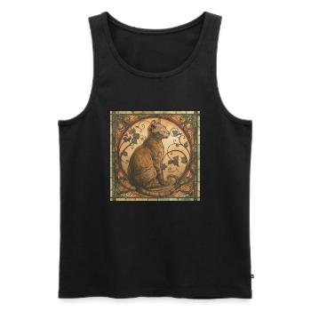 Katze, katzenmotiv, vintage, geschenk - Männer Premium Bio Tank Top - Schwarz - Vorne - Michal (187cm)